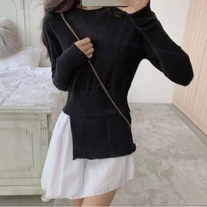 Black Mock 2 Piece Asymmetrical Knit Tunic/Dress